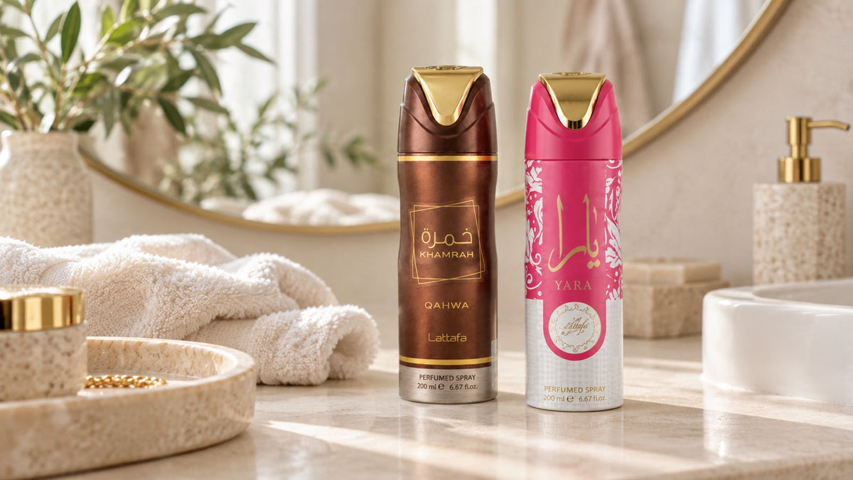 Lattafa Khamrah Qahwa Deodorant 200 ml na fotografii k článku Parfémované deodoranty Lattafa: vůně bestsellerů levně.