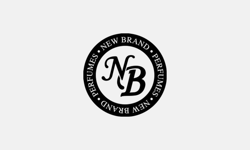 New Brand Parfums – černé logo na světle šedém pozadí