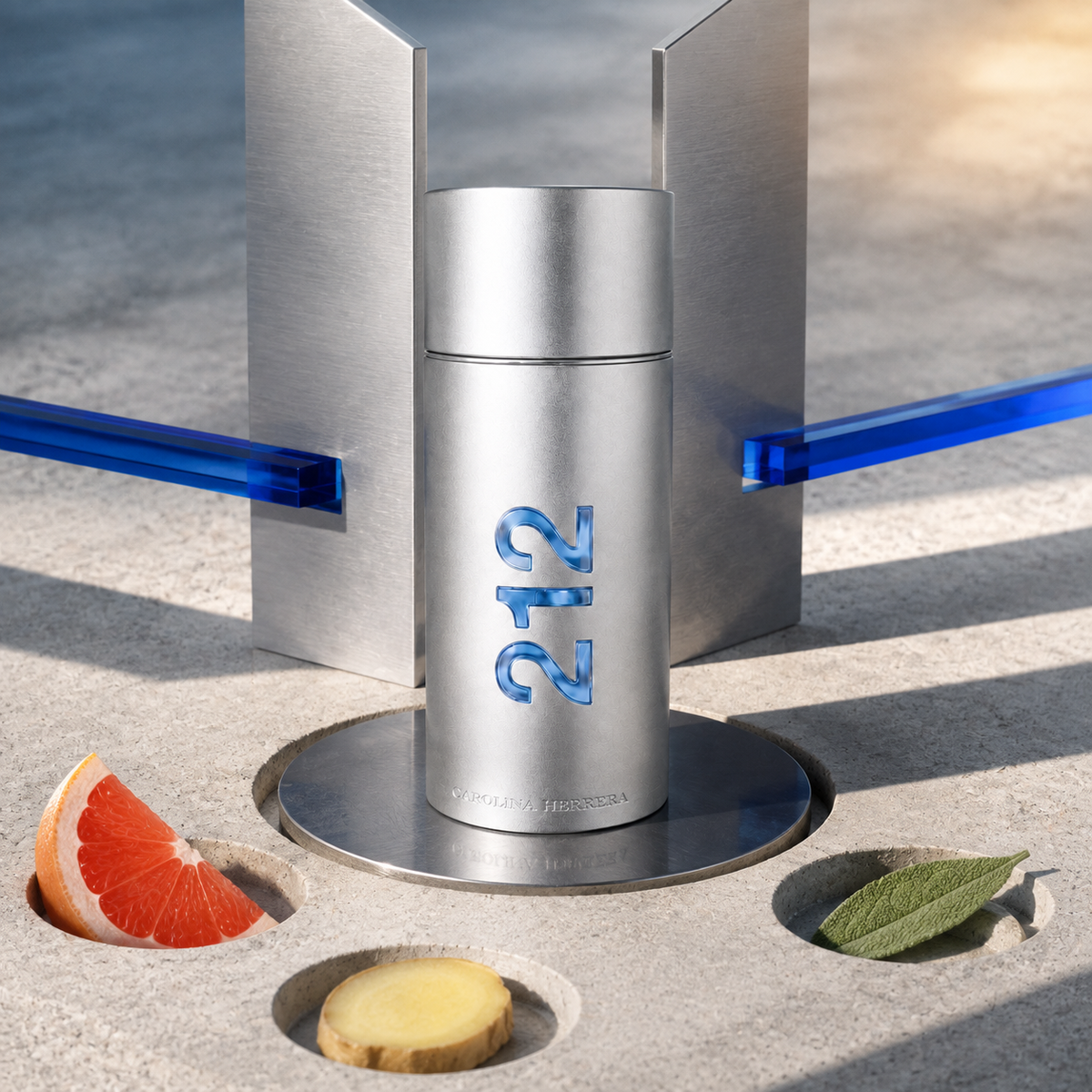 Carolina Herrera 212 NYC Men EDT v zátiší s ocelí, grapefruitem a zázvorem – MrRizz
