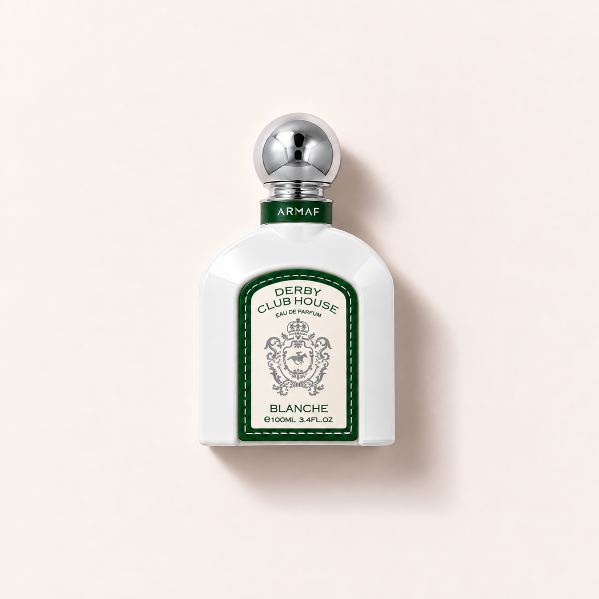 Flakon parfémované vody Armaf Derby Club House Blanche 100 ml na světlém pozadí – MrRizz