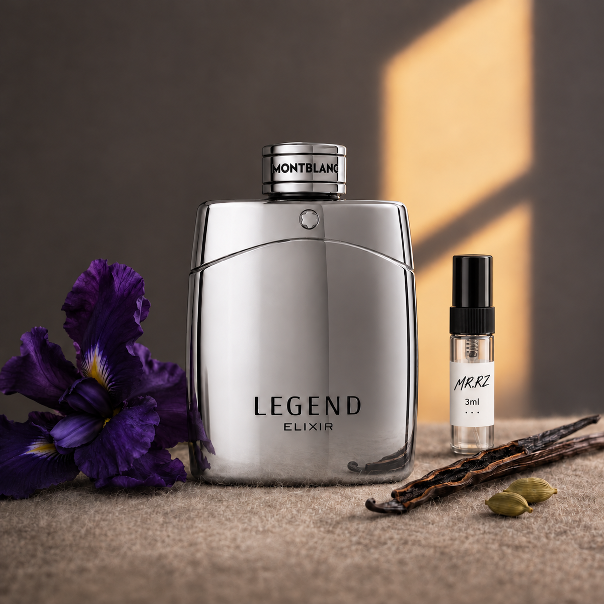 Montblanc Legend Elixir – původní prostředí s lahvičkou vzorku MrRizz