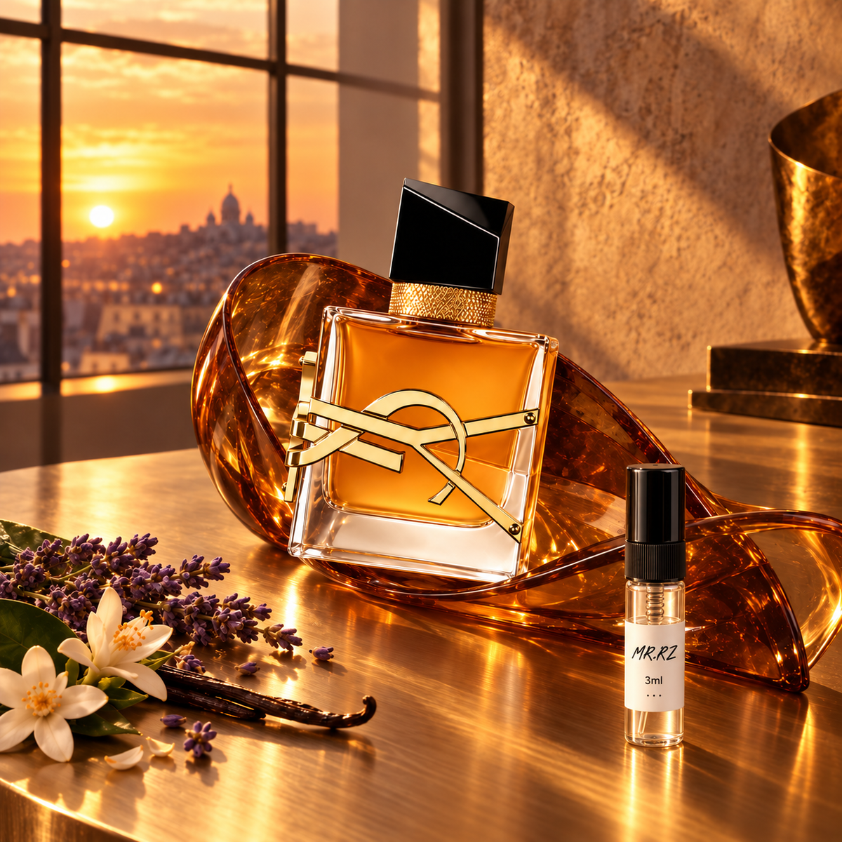 Yves Saint Laurent Libre Intense – původní prostředí s lahvičkou vzorku MrRizz