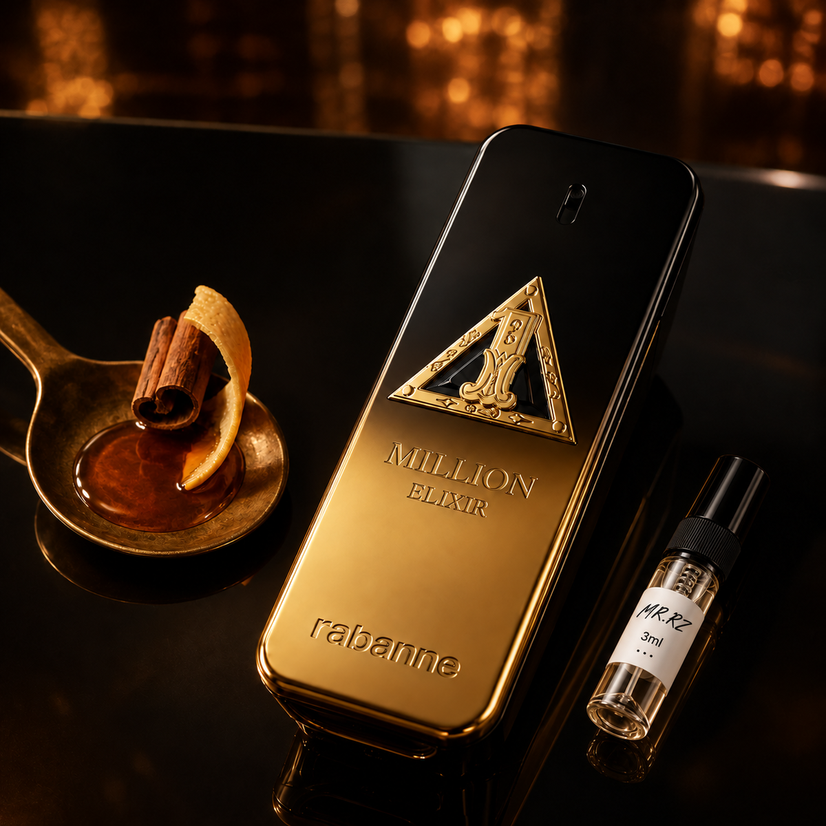 Paco Rabanne 1 Million Night Elixir – původní prostředí s lahvičkou vzorku MrRizz