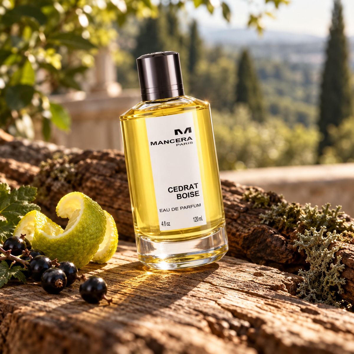 MANCERA Cedrat Boise EDP 120 ml – produkt v prostředí