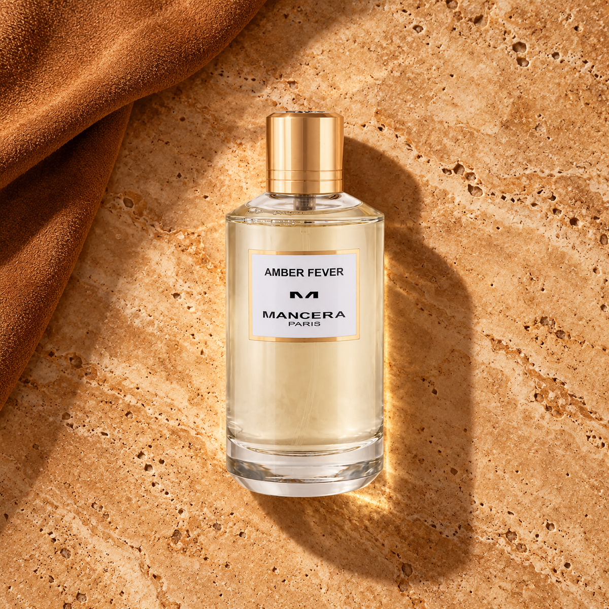 MANCERA Amber Fever EDP 120 ml – parfém v prostředí, pohled shora s bočním stínem