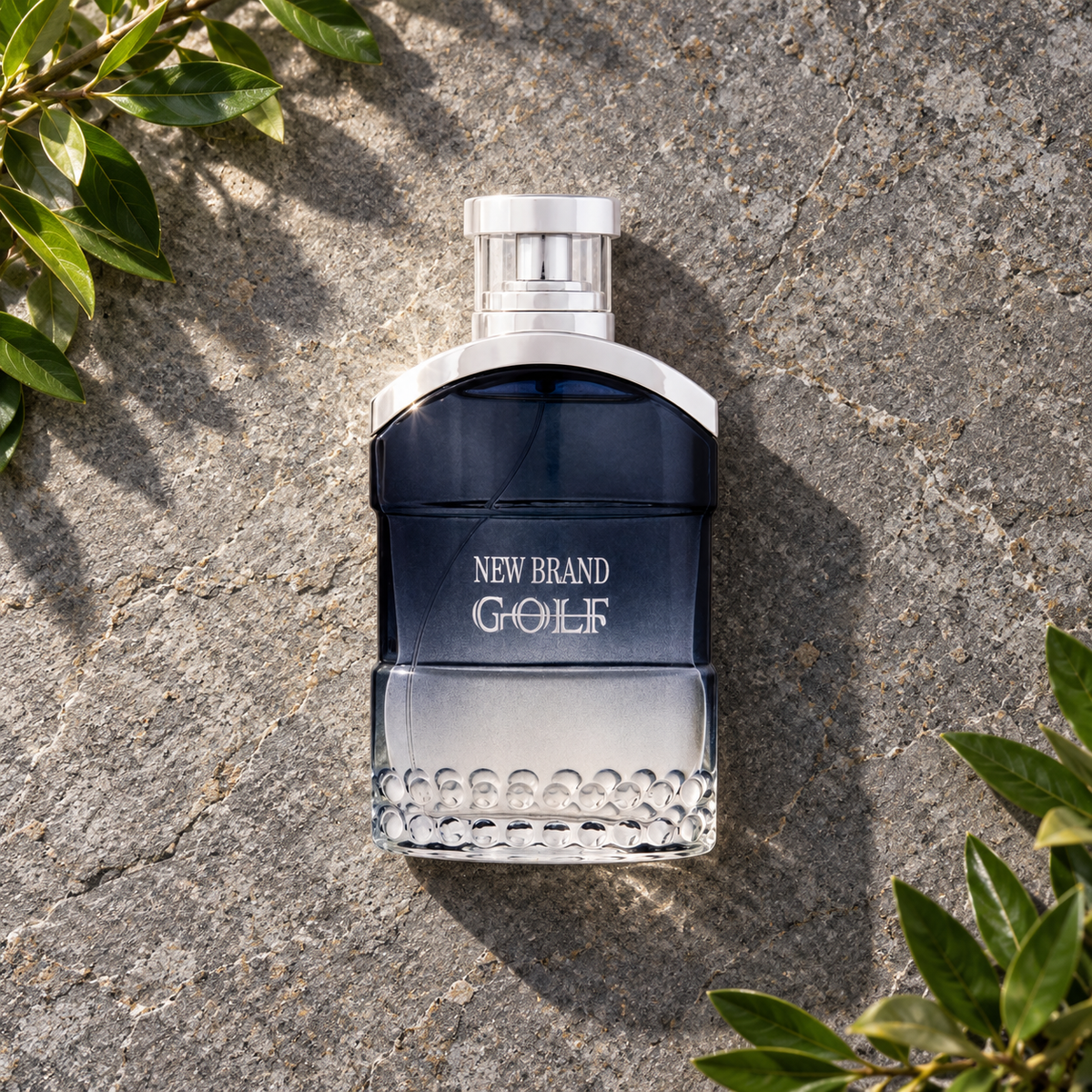 New Brand Parfums Golf Black 100 ml – parfém v prostředí, pohled shora s bočním stínem