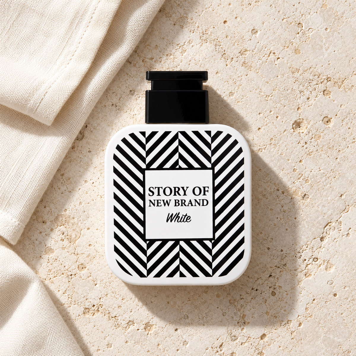 New Brand Parfums Story Of New Brand White 100 ml – parfém v prostředí, pohled shora s bočním stínem
