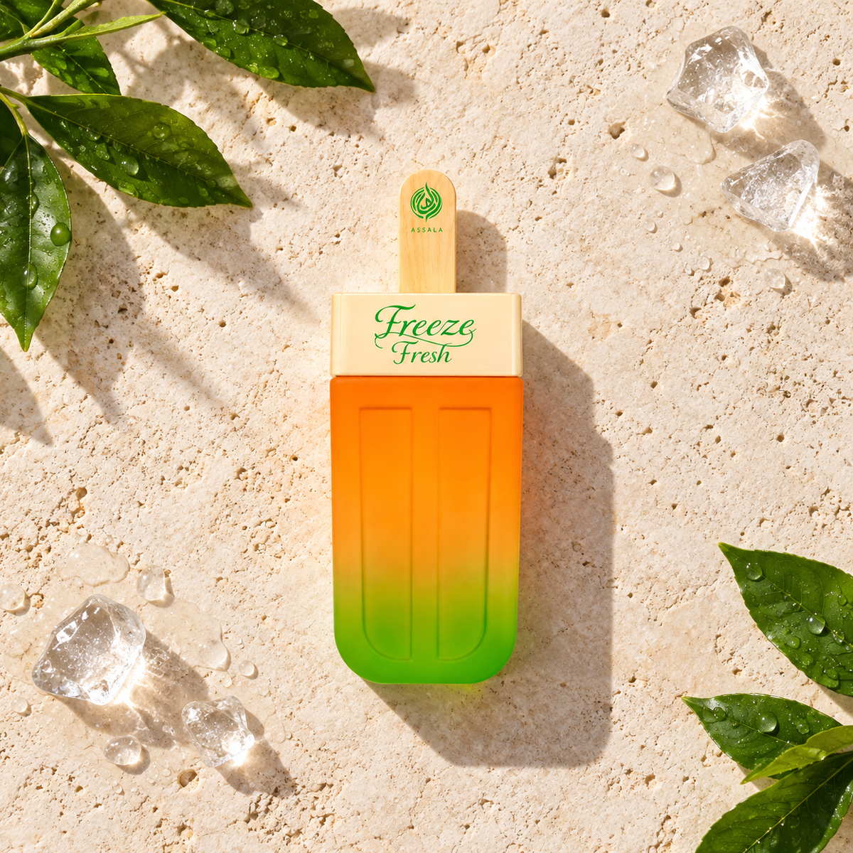 Assala Prime Freeze Fresh 85 ml – parfém v prostředí, pohled shora s bočním stínem