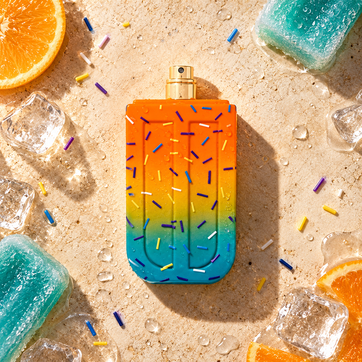 Assala Prime Freeze Sunny 85 ml – parfém v prostředí, pohled shora s bočním stínem