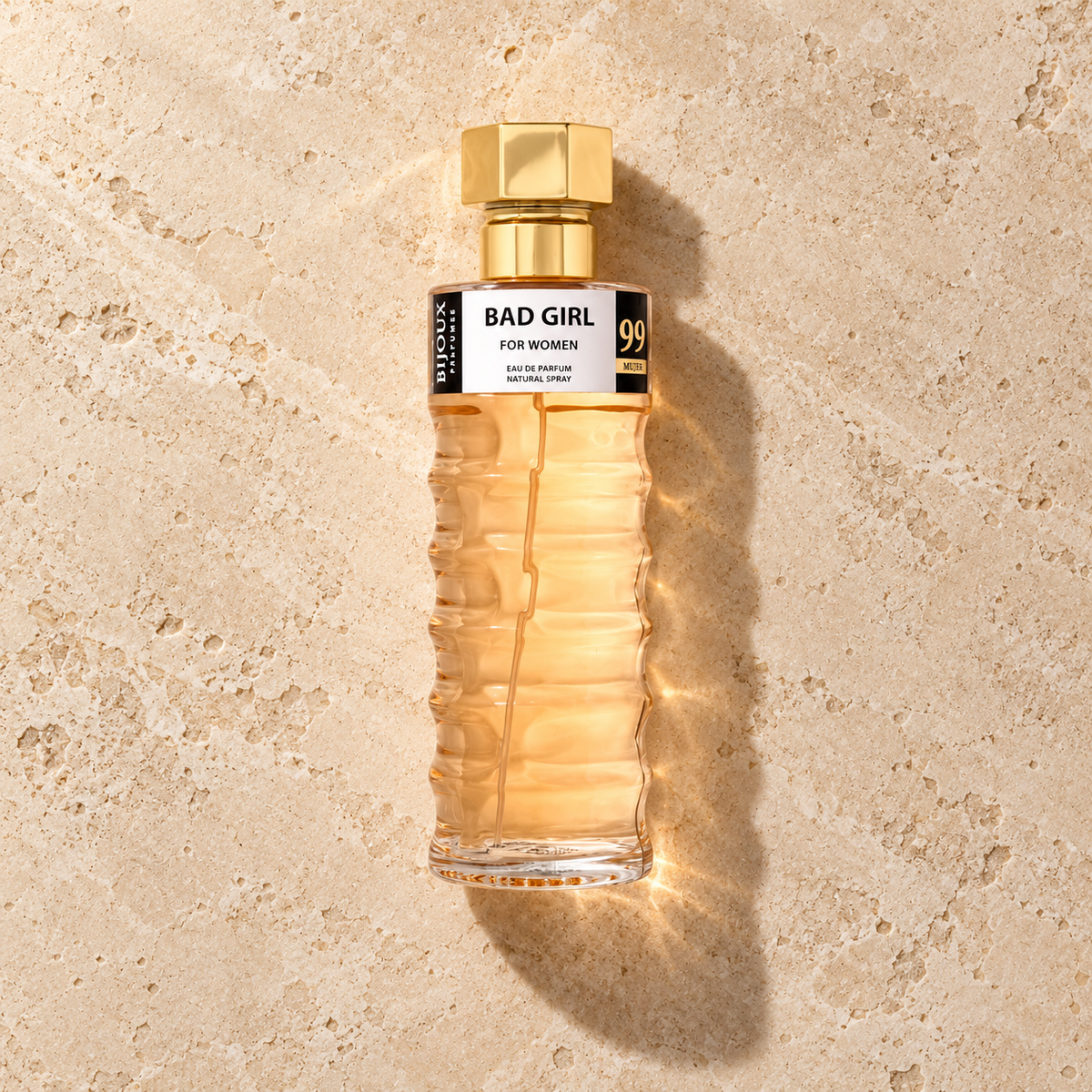 Bijoux Bad Girl 99 EDP 200 ml – parfém v prostředí, pohled shora s bočním stínem
