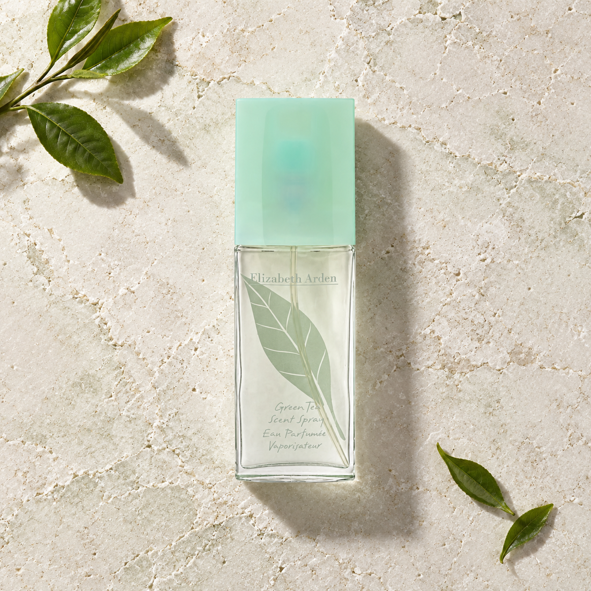 Elizabeth Arden Green Tea EDT 30 ml – parfém v prostředí, pohled shora s bočním stínem