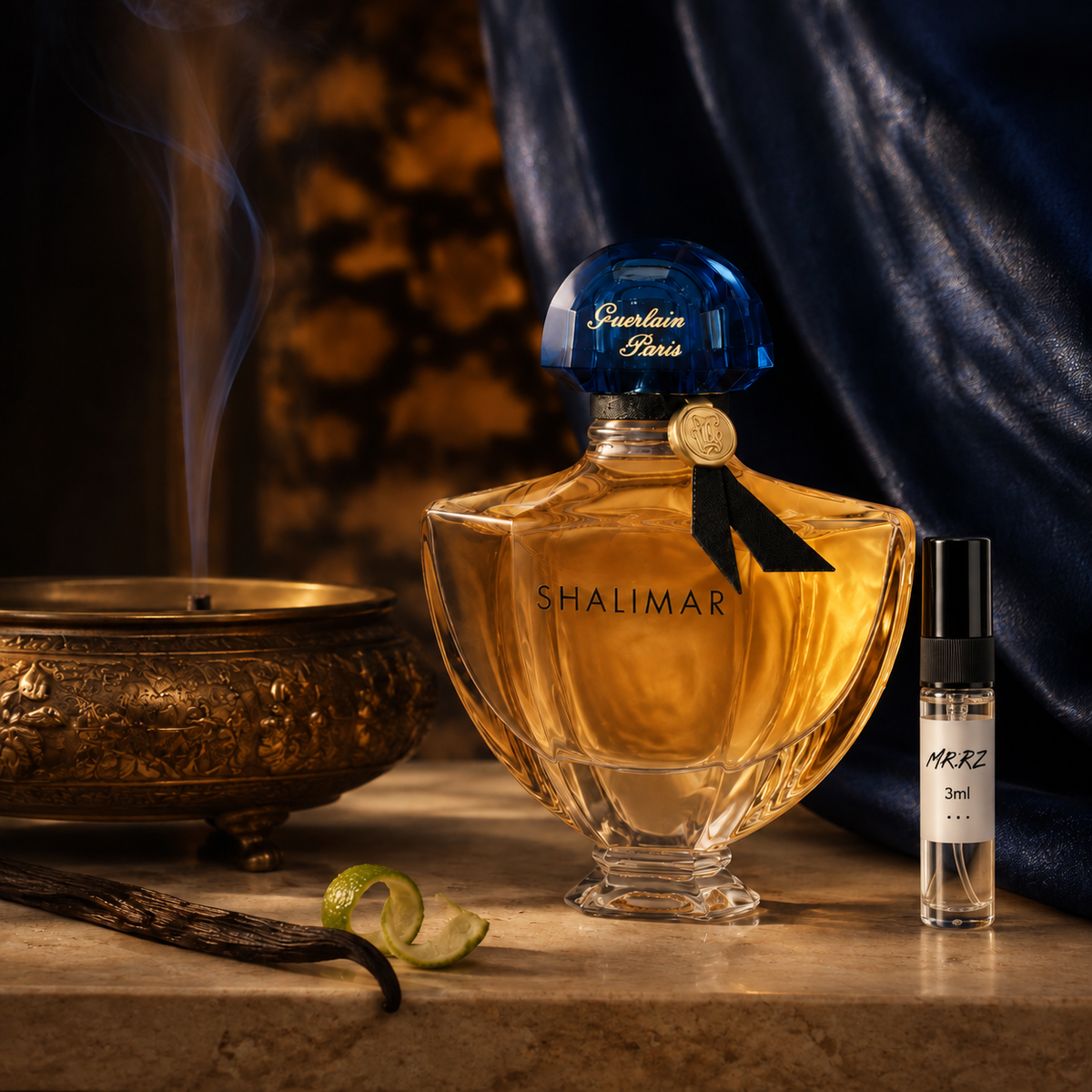 Guerlain Shalimar EDP – původní prostředí s lahvičkou vzorku MrRizz