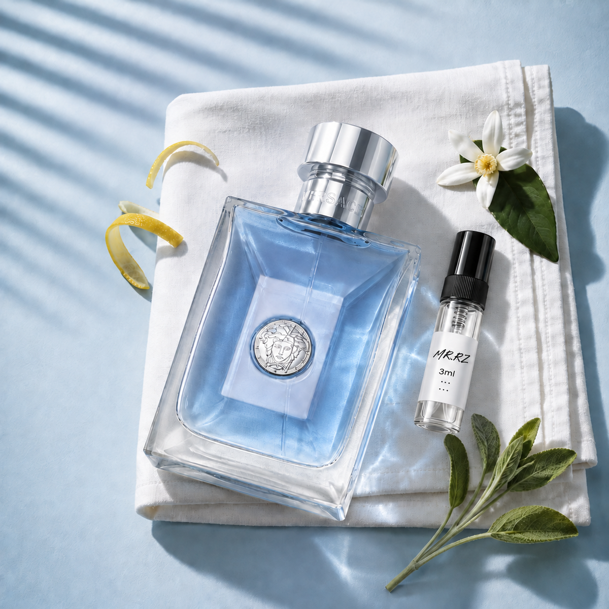 Versace Pour Homme – původní prostředí s lahvičkou vzorku MrRizz
