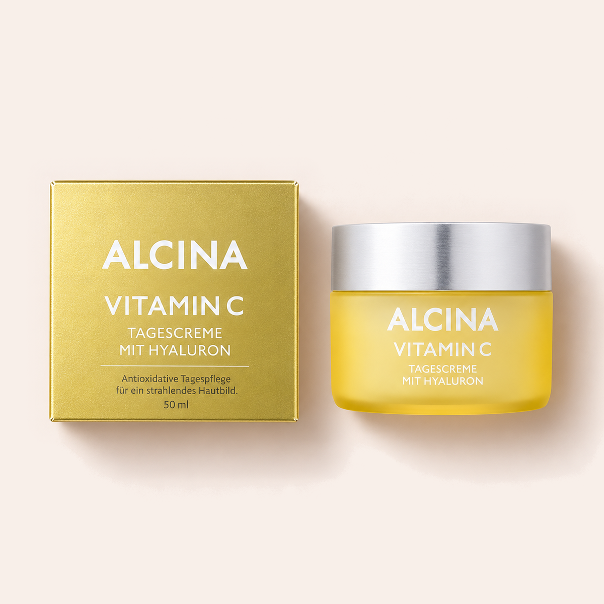 ALCINA Vitamin C denní krém s hyaluronem 50 ml – výrobek a původní krabička