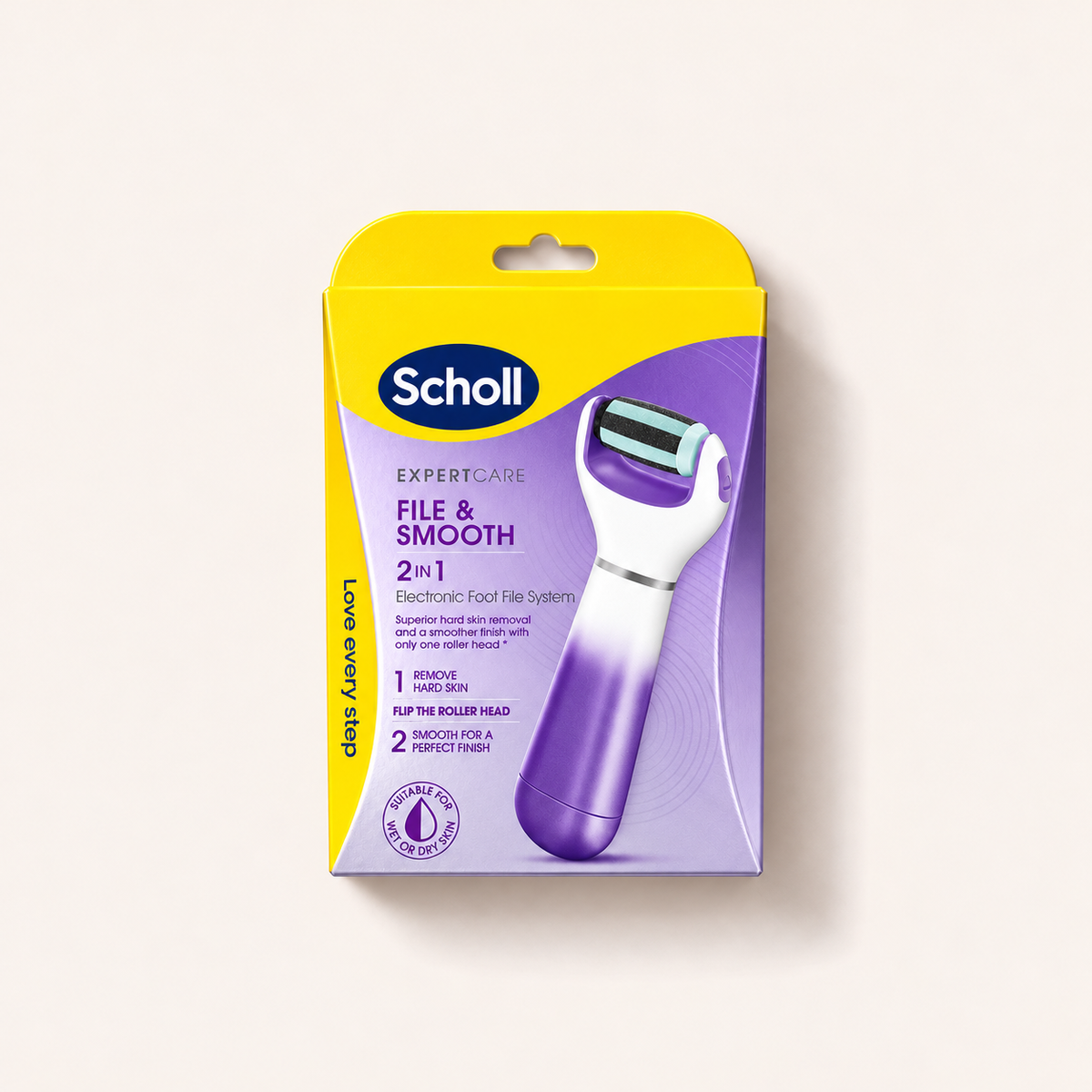 Scholl Expert Care File & Smooth 2 v 1 – fialový elektrický pilník v původním balení – MrRizz