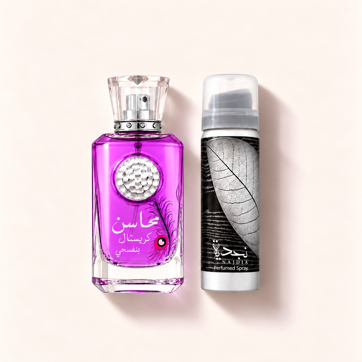 Lattafa Mahasin Crystal Violet sada: parfémovaná voda 100 ml a parfémový sprej – MrRizz