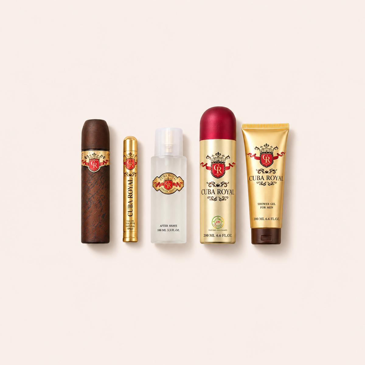 Cuba Royal – sada EDT 100 ml + EDT 35 ml + voda po holení 100 ml + tělový sprej 200 ml + sprchový gel 200 ml – MrRizz